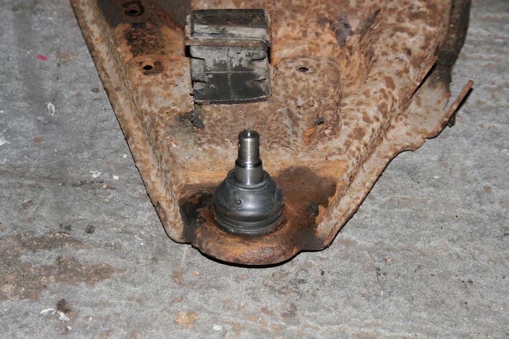 The new ball joint pressed into the lower wishbone.